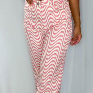 Pink Wavy Patterned Pants
